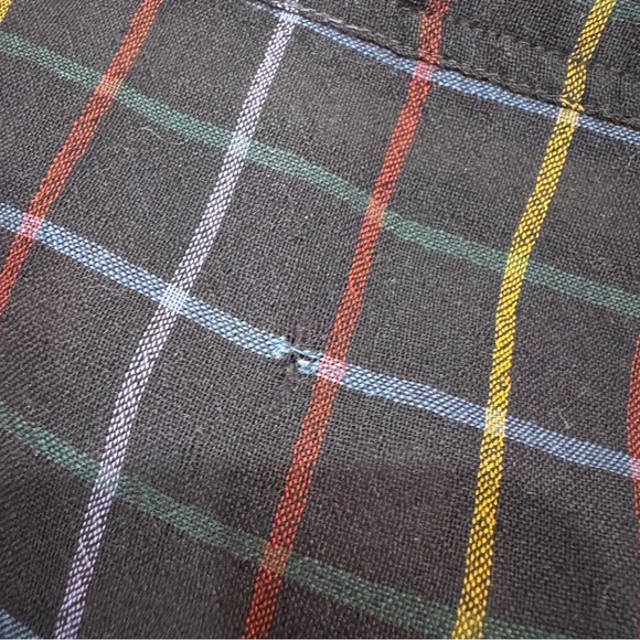 Vintage 80s Christian Dior Wool Turtleneck Button Down Shirt Retro Plaid Navy 14 - Picture 13 of 16